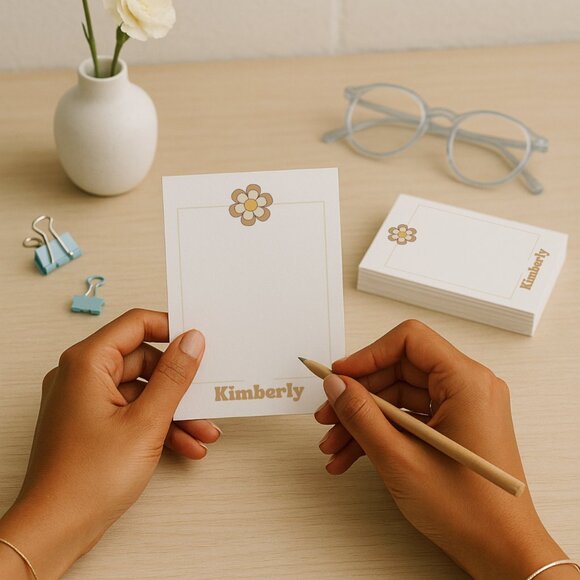 Groovy Flower Thank You Note Cards with Your Name - Picture 4 of 5